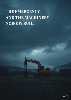 Cover of The emergency, and the machinery nobody built